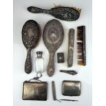 A mixed collection of silver wares, various makers and dates, includes, purse, cigarette case,