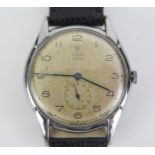 A Gent's TUDOR Steel Cased Wristwatch, the 34.5mm case with back no. 638248 802, 17 jewel manual