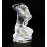 Lalique, France, nude woman in frosted art glass. Mid-20th century, signed Lalique, France to the