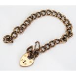 A 9ct Gold, Curb Link Bracelet with padlock clasp, 9.56g. A/F