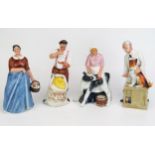 Four Royal Doulton figurines, includes HN3263 Country Maid, HN2731 Thanks Doc, HN 3164 Farmer's Wife