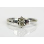 An 18ct White Gold and Diamond Marquis Cut Solitaire Ring, c. 4.8x3.2mm stone, hallmarked, size L,