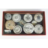 A collection of assorted pot lid covers including 'Bloater paste', 'Anchovy Paste', 'Cheery Tooth