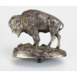 A Silver Plated Bison Finial, 8cm high