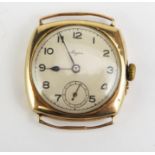 A Mappin Gent's 9ct Gold Cased Tank Wristwatch, engraved "A.R.D. Advance Dept. 1924-1930", 32mm