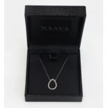 A Naava 9ct White Gold and Diamond Tear Crop Pendant, 1.03g, boxed