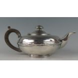 A William IV silver circular teapot, maker Charles Fox II, London, 1832, of squat form with ribbed