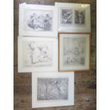 After James Gillray, a collection of monochrome prints including 'The Lovers Dream', 'Following