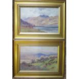 Josiah Clinton Jones (1848-1936) mountain and lakeland scene, watercolour, signed bottom right, 34 x