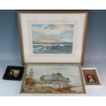 Two Lympstone, Devon Estuary Watercolours, one by Bertram Nevard and the other by 'Rue', signed, F &