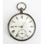 A Victorian Silver Open Dial Pocket Watch, London 1877 49mm case, chain driven movement signed Cetta