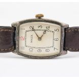 A Rolex Gent's Silver Cased Wristwatch with a 15 jewel manual wind movement, c. 1930s, 36x26.5mm