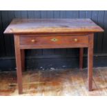 An 18th century oak side table, with rectangular top with single long frieze drawer, raised on