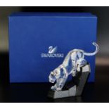 A Swarovski panther, "Power of Elegance", the panther mounted on a polished marble base, 18.5cm