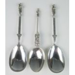 A pair of Large Victorian silver apostle spoons, maker Sibray, Hall & Co, London, 1895, with oval
