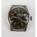 A German Post WWII DOXA Wristwatch, the 34mm stainless steel case back no. D4645447. Running