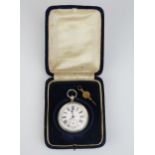 A Patek Silver Cased Key Wound Fob Watch, 44mm case, movement no. 21291. Cased and running