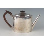 A George III silver oval teapot, maker Henry Chawner. London, 1796, with plain undecorated sides,