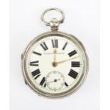 A Victorian Silver Cased Open Dial Fob Watch, London 1882 54mm case, improved patent chain driven