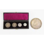 A Victorian 1867 Boxed Silver Maundy Money Set and a 1780 stamped Thaler