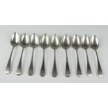 A set of nine George IV silver Old English pattern dessert spoons, maker William Bateman I,