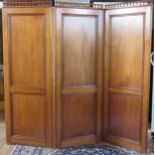 An Antique Mahogany Three Fold Screen, each panel c. 68(w)x190cm