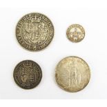 A Victoria Silver Half Crown 1899, Shilling 1887, Edward VII silver Florin 1903 and a George VI