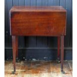 A 19th Century Mahogany Pembroke Style Sing Lap Table Cupboard with one lap dropping down on brass