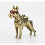 A 9ct Gold Dog Pendant in the form of a Bullmastiff (or similar) with ruby inset eyes, hallmarked,