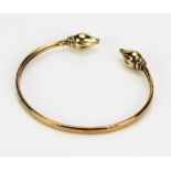 A 9ct Gold Bangle with knop ends, continental marks, 5.79g