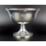 A George III silver pedestal bowl, maker Richard Poulden, London, circa 1818, crested, of plain