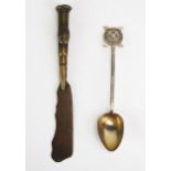 A Trench Art Bullet Butter Knife and a Shanghai Scottish silver spoon