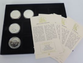 Four 1oz Silver Britannia Bullion Coins with COAs