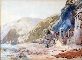 William Collingwood (1854-1932) 'Clovelly' watercolour , signed and indistinctly dated, 1892?, 22