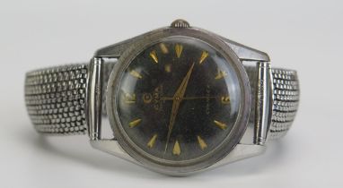 A CYMA Cymaflex Navy Star Wristwatch, the 34.5mm steel case with original black dial. Running