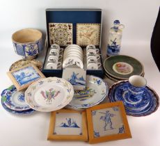 A Royal Worcester set of six coffee cans and saucers, with exotic bird decoration, cased, Delft