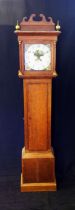 Pinn, Exmouth, a late 18th century oak longcase clock, the hood with broken swan neck and turned