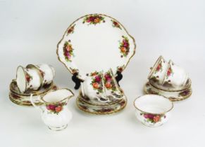 A Royal Albert six setting tea service, with @Old Country Roses' pattern decoration, includes