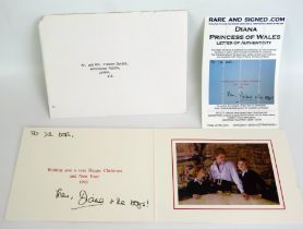 A Diana Princess of Wales 1993 Christmas Card signed "Diana & the boys" with COA