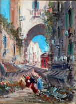 F. Nuzys, Mediterranean street scene, oil on board, signed, undated, 39 x 29cm. F & G