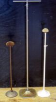 Two vintage adjustable hat stands, together with an adjustable scarf stand. (3)