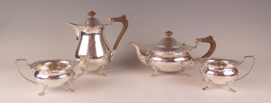 A George V silver four piece tea service, maker William Suckling Ltd, Birmingham, 1935/36, with
