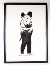 Banksy - Kissing Policeman, Limited Edition Lithograhic Print by Prints on Walls, Blind Stamped on