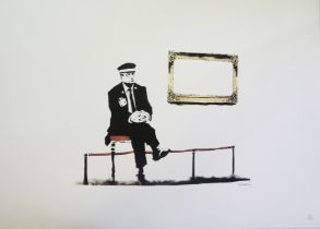 Banksy - Museum Guard, Limited Edition Lithographic Print published by Prints on Walls, Blind