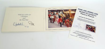 A 1977 Queen Elizabeth and Prince Philip Signed Christmas Card with COA