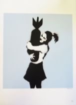 Banksy - Bomb Hugger, Limited Edition Lithographic Print (Blue) published by Prints on Walls,