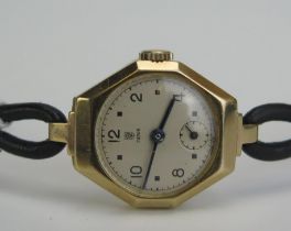 A Ladies TUDOR 9ct Gold Cased Manual Wing Wristwatch with 17 jewel movement, Chester 1948. Running