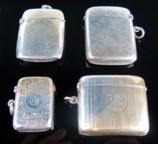 A collection of four assorted silver vesta cases, various makers and dates, three bearing
