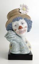 A Lladro figure Melancholy, bust of a clown impressed 5542, 29cm high.