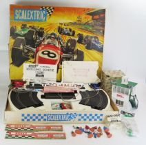 Triang Scalextric Club 60 Set with Mercedes 190 SL and Austin Healey 3000, A208 Control Tower,